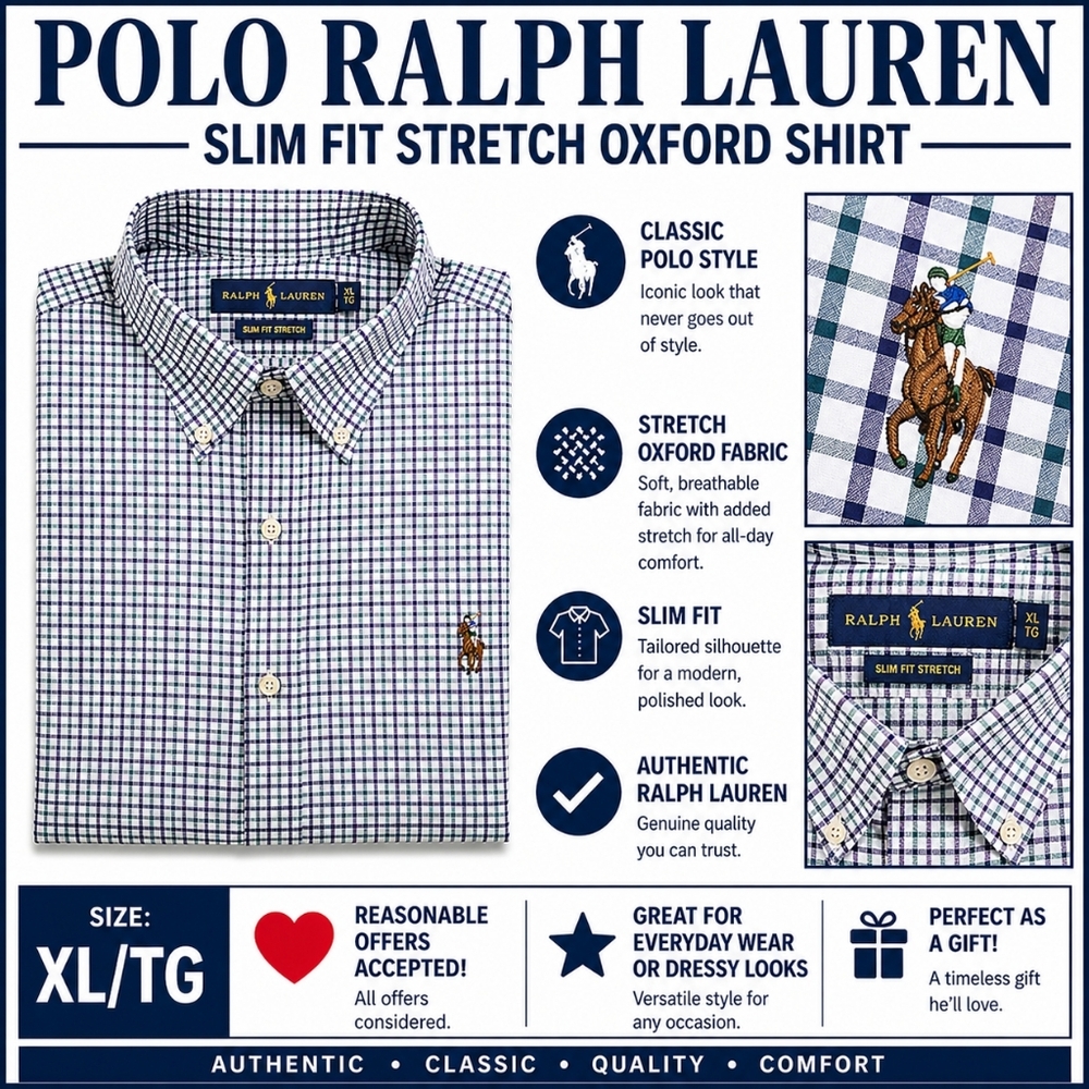 Polo Ralph Lauren Slim Fit Stretch Oxford Shirt XL/TG Button Down